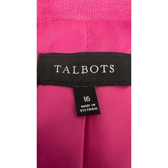 🌸 Talbots Fuchsia Linen Blend Blazer 16 Bold Retro Statement Jacket - Picture 4 of 4